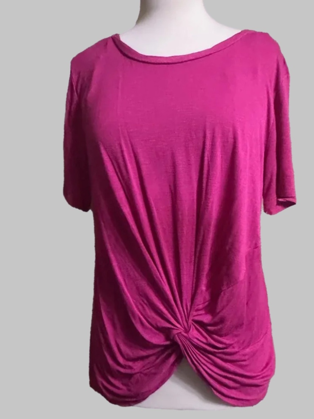 Jones New York Twist Knot Short Sleeve Tee XL Pink